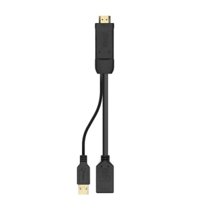 AISENS Conversor Activo HDMI 2.0 + USB Alim. a DISPLAYPORT V1.2, HDMI/M-USB/M-DP/H, Negro, 10CM HDMI/M-USB/M-DP/H