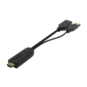 AISENS Conversor Activo HDMI 2.0 + USB Alim. a DISPLAYPORT V1.2, HDMI/M-USB/M-DP/H, Negro, 10CM Negro