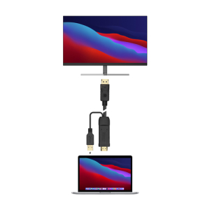AISENS Cable Conversor Activo HDMI 2.0 + USB Alim. a DISPLAYPORT V1.2, HDMI/M-USB/M-DP/M, Negro, 1.8M 1.8M