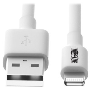 Eaton triplitte USB-A to Lightning Sync/Charge Cable, MFi Certified - White, M/M, USB 2.0, 6 ft. (1.83 m) M/M