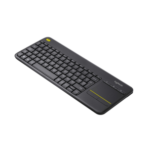 Logitech K400 Plus Tv teclado RF inalámbrico AZERTY Belga Negro