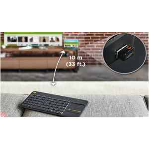 Logitech K400 Plus Tv teclado RF inalámbrico AZERTY Belga Negro