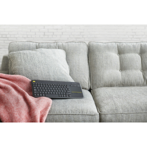 Logitech K400 Plus Tv teclado RF inalámbrico AZERTY Belga Negro