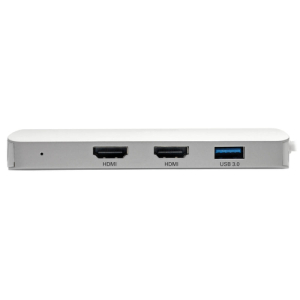 Tripp Lite Estación de Conexión USB-C, (x2) HDMI + VGA, Thunderbolt 3, USB-A, Carga PD – 1080p @ 60 Hz, Plata Plata