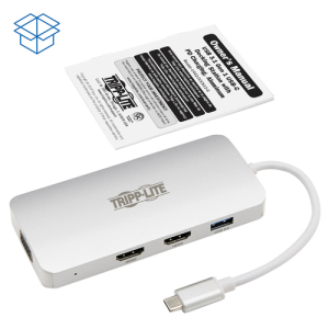 Tripp Lite Estación de Conexión USB-C, (x2) HDMI + VGA, Thunderbolt 3, USB-A, Carga PD – 1080p @ 60 Hz, Plata Carga PD – 1080p @ 60 Hz