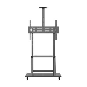 AISENS Soporte de Suelo ECO con Rueda, Bandeja para DVD y Soporte de Cámara para Monitor/TV 150Kg de 37-100, Negro