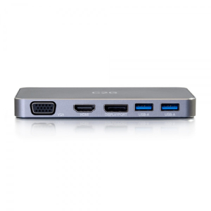C2G Estación de conexión USB-C[R] Dual Display MST con HDMI[R], DisplayPort[TM], VGA y alimentación hasta 65 W - 4K 30 Hz