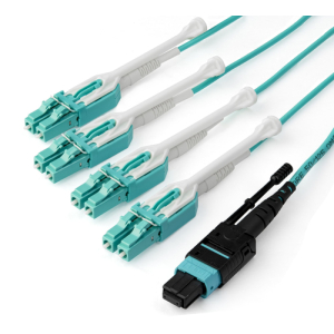 StarTech.com MPO8LCPL3M cable de fibra optica 3 m MPO/MTP 8x LC OM3 Color aguamarina
