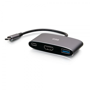 C2G Mini base USB-C 3 en 1 con alimentación HDMI, USB-A y USB-C de hasta 100 W - 4K 60 Hz