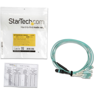 StarTech.com Cable de 1m de Fibra Óptica Dúplex Multimodo MTP(F)/PC a 4x LC/PC Multiconector OM3 - OFNP - Tipo A 8F - 50/125µm LOMMF - Redes de 40G - Baja Pérdida de Inserción -MPO