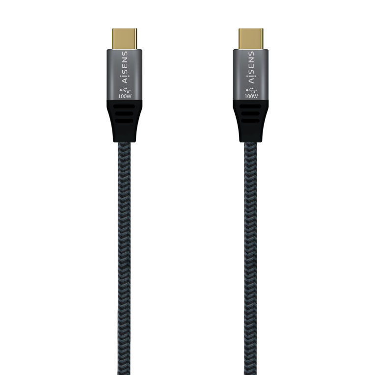 AISENS Cable USB 2.0 Aluminio 5A 100W E-Mark, USB-C/M-USB-C/M, Gris, 1.0M AISENS Cable USB 2.0 Aluminio 5A 100W E-Mark