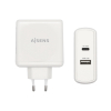 AISENS Cargador 57 W, 1x USB-C PD3.0 45 W, 1x USB-A 5 V / 2.4 A 12 W, Blanco AISENS Cargador 57 W