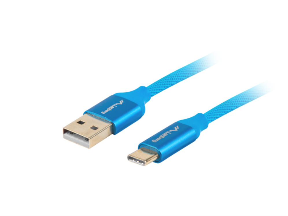 CABLE USB LANBERG 2.0 MACHO/USB C MACHO QUICK CHARGE 3.0 1M AZUL CABLE USB LANBERG 2.0 MACHO/USB C MACHO QUICK CHARGE 3.0 1M AZUL