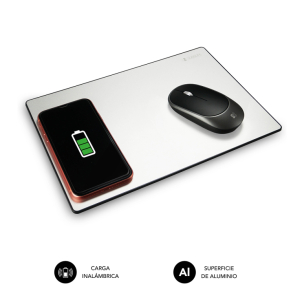 CARGADOR SUBBLIM MOUSEPAD WIRELESS CHARGER ALUMINUMÂ SILVER 10W