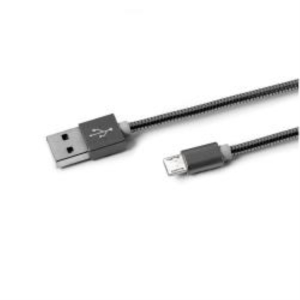 CABLE MICRO USB METAL PLATEADO