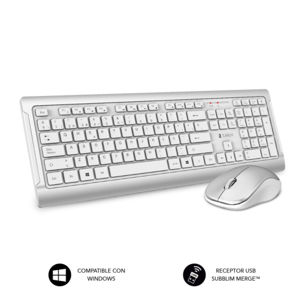 COMBO TECLADO RATON SUBBLIM WIRELESS PREMIUM SILENCE ULTRASLIM SILVER