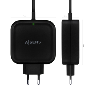 AISENS Cargador 65W PD3.0 QC3.0 1XUSB-C 1.2M, Negro
