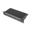 PATCH PANEL LANBERG 12 PUERTOS 1U 10" CAT.6 BLINDADO NEGRO Patch panel lanberg 12 puertos 1u PPF6-9012-B