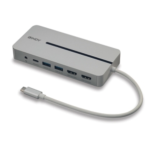 Lindy 43360 base para portátil y replicador de puertos Alámbrico USB 3.2 Gen 1 (3.1 Gen 1) Type-C Plata