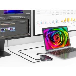 Conceptronic DONN14G base para portátil y replicador de puertos Alámbrico USB 3.2 Gen 1 (3.1 Gen 1) Type-C Gris