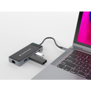 Conceptronic DONN14G base para portátil y replicador de puertos Alámbrico USB 3.2 Gen 1 (3.1 Gen 1) Type-C Gris