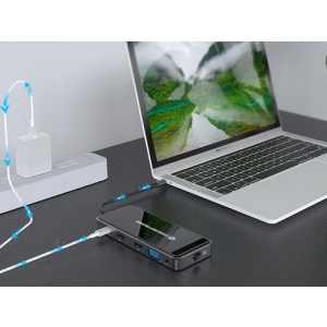 Conceptronic DONN15G base para portátil y replicador de puertos Alámbrico USB 3.2 Gen 1 (3.1 Gen 1) Type-C Gris