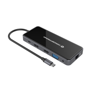 Conceptronic DONN15G base para portátil y replicador de puertos Alámbrico USB 3.2 Gen 1 (3.1 Gen 1) Type-C Gris