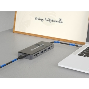 Conceptronic DONN15G base para portátil y replicador de puertos Alámbrico USB 3.2 Gen 1 (3.1 Gen 1) Type-C Gris