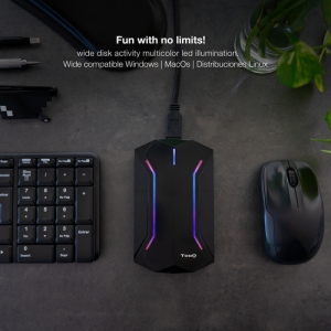 TooQ TQE-2599RGB caja para disco duro externo Carcasa de disco duro/SSD Negro 2.5"