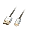 Lindy 41680 cable HDMI 0,5 m HDMI tipo A (Estándar) HDMI tipo D (Micro) Negro, Plata Lindy 41680 cable HDMI 0