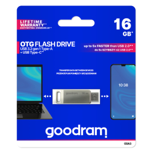 Goodram ODA3 unidad flash USB 16 GB USB Type-A / USB Type-C 3.2 Gen 1 (3.1 Gen 1) Plata Goodram ODA3 unidad flash USB 16 GB USB Type-A / USB Type-C 3.2 Gen 1 (3.1 Gen 1) Plata