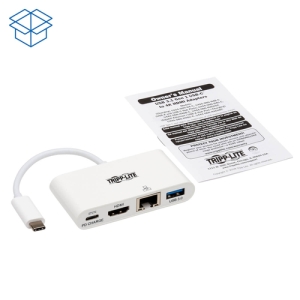 Tripp Lite U444-06N-H4GU-C Adaptador Multipuerto USB-C, 4K HDMI, Puerto USB-A, GbE y Carga PD, HDCP, Blanco Blanco