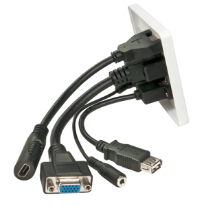 Alternative view of Lindy 60220 toma de corriente HDMI + VGA + USB A + 3.5mm Blanco