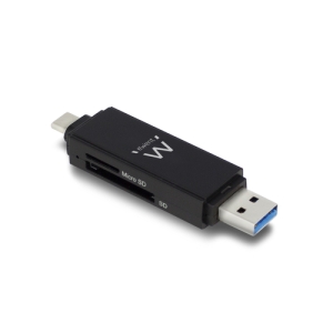 Ewent EW1075 lector de tarjeta USB 3.2 Gen 1 (3.1 Gen 1) Type-A/Type-C Negro