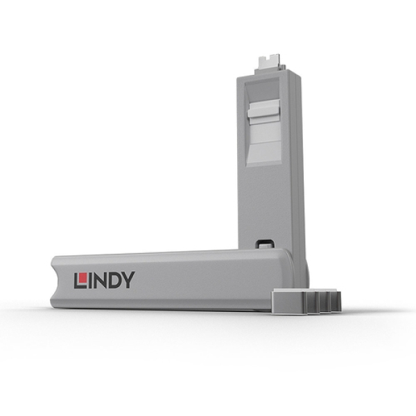 Lindy 40427 bloqueador de puerto Bloqueador de puerto + clave USB Tipo C Blanco 5 pieza(s)