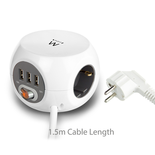 Ewent EW3939 base múltiple 1,5 m 3 salidas AC Interior Blanco Ewent EW3939 base múltiple 1,5 m 3 salidas AC Interior Blanco - Imagen 5