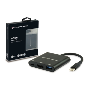 Conceptronic DONN01B hub de interfaz USB 3.2 Gen 1 (3.1 Gen 1) Type-C 5000 Mbit/s Negro