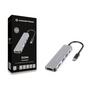 Conceptronic DONN02G hub de interfaz USB 3.2 Gen 1 (3.1 Gen 1) Type-C 5000 Mbit/s Aluminio
