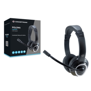 Conceptronic POLONA Auriculares Alámbrico Diadema Llamadas/Música USB tipo A Negro