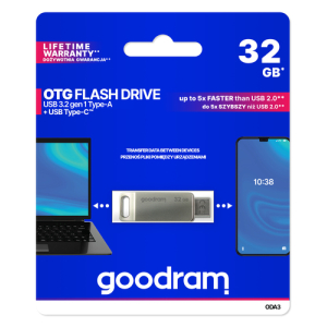 Goodram ODA3 unidad flash USB 32 GB USB Type-A / USB Type-C 3.2 Gen 1 (3.1 Gen 1) Plata Goodram ODA3 unidad flash USB 32 GB USB Type-A / USB Type-C 3.2 Gen 1 (3.1 Gen 1) Plata