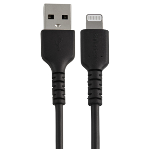 StarTech.com Cable Resistente USB-A a Lightning de 30 cm Negro - Cable de Sincronización y Carga USB Tipo A a Lightning con Fibra de Aramida Resistente - Certificado MFi de Apple - para iPad/iPhone 12
