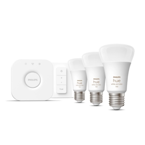 Philips Hue White and Color ambiance Kit de inicio: 3 bombillas inteligentes E27 (1100) + regulador de intensidad