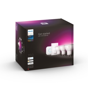 Philips Hue White and Color ambiance Kit de inicio: 3 focos inteligentes GU10 + regulador de intensidad