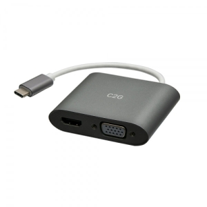 C2G Adaptador multipuerto MST de USB-C® a HDMI® y VGA - 4K 30 Hz - Blanco