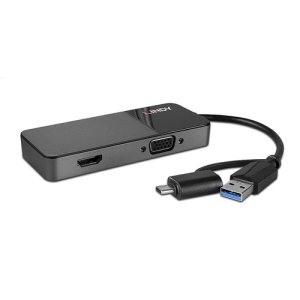 Alternative view of Lindy 43354 hub de interfaz USB 3.2 Gen 1 (3.1 Gen 1) Type-A + Type-C Negro