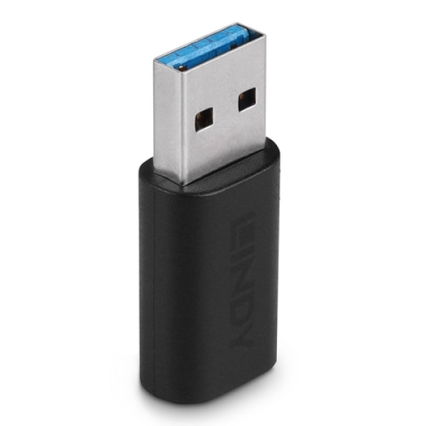Lindy 41904 cambiador de género para cable USB 3.2 Type A USB 3.2 Type C Negro
