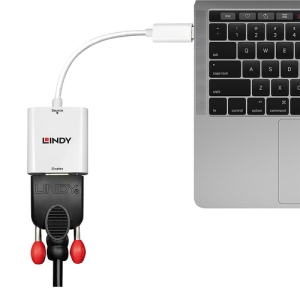 Lindy 43355 adaptador de cable de vídeo USB Tipo C VGA (D-Sub) Blanco