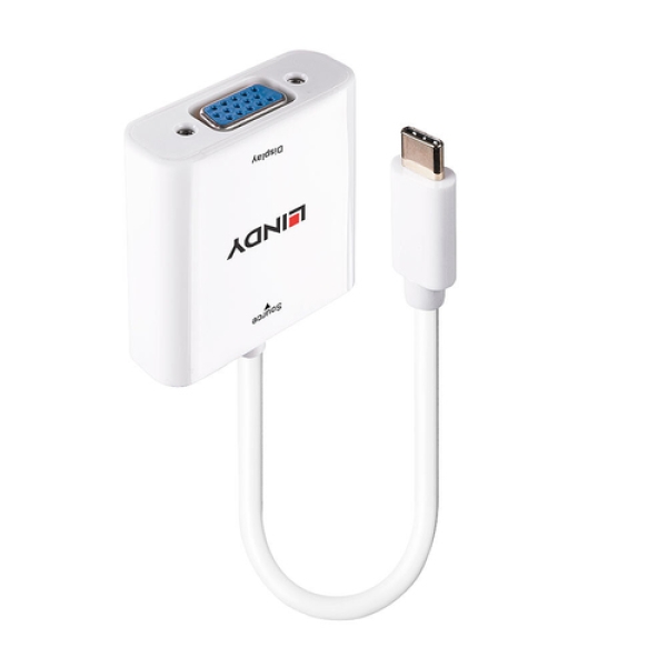 Lindy 43355 adaptador de cable de vídeo USB Tipo C VGA (D-Sub) Blanco