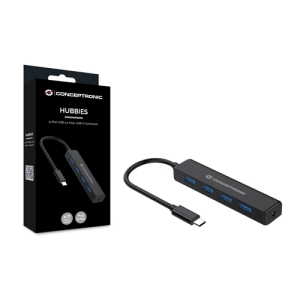 Conceptronic CTC4USB3 hub de interfaz USB 3.2 Gen 1 (3.1 Gen 1) Type-C 5000 Mbit/s Negro
