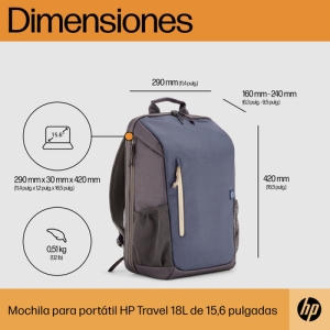 HP Mochila para portátil Travel de 15,6 pulgadas y 18 litros, color gris HP Mochila para portátil Travel de 15,6 pulgadas y 18 litros, color gris